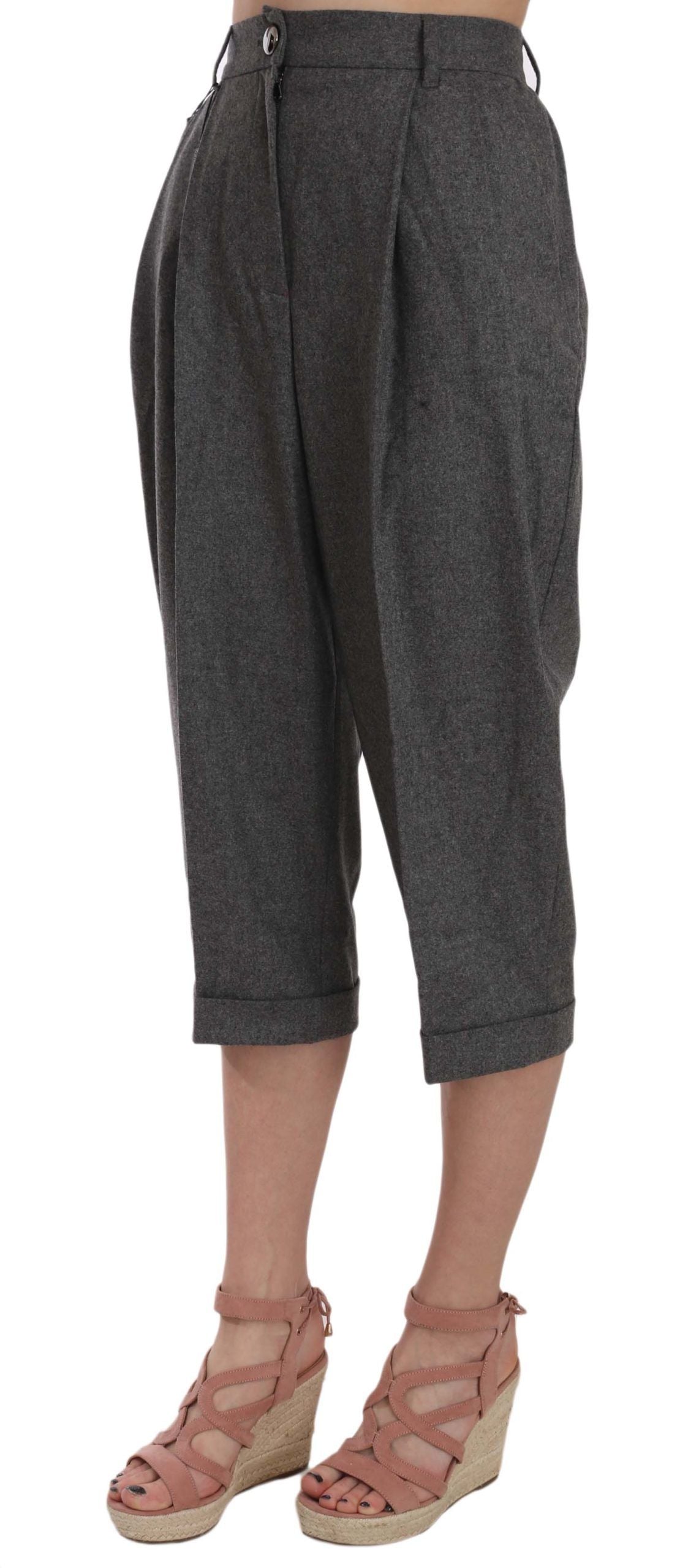 Dolce & Gabbana Elegant Gray Wool-Cashmere Pleated Trousers